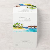 Overwater Villa Seascape Beach Weddenschap QR Code All In One Uitnodiging (Buitenkant)