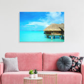 Overwaterbungalow op Bora Bora canvasprint Canvas Afdruk (Insitu (Woonkamer))