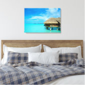Overwaterbungalow op Bora Bora canvasprint Canvas Afdruk (Insitu (Slaapkamer))