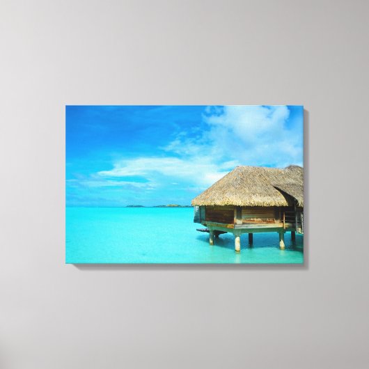 Overwaterbungalow op Bora Bora canvasprint Canvas Afdruk (Voorkant)