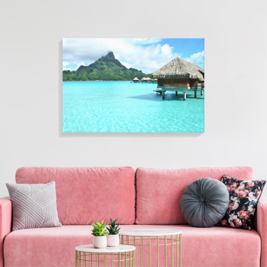 Overwaterresort op Bora Bora Canvas Afdruk (Insitu (Woonkamer))