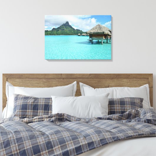 Overwaterresort op Bora Bora Canvas Afdruk (Insitu (Slaapkamer))
