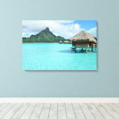 Overwaterresort op Bora Bora Canvas Afdruk (Insitu (Houten vloer))