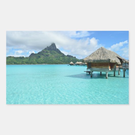 Overwaterresort op Bora Bora Rechthoekige Sticker (Voorkant)