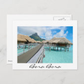 Overwaterresort op het witte briefkaart Bora Bora (Voorkant / Achterkant)