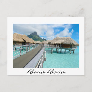 Overwaterresort op het witte briefkaart Bora Bora