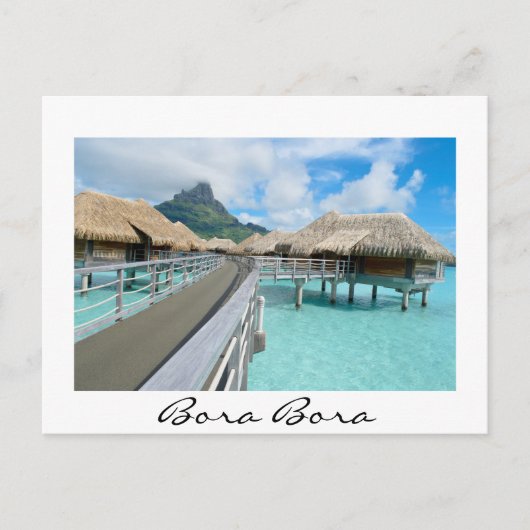 Overwaterresort op het witte briefkaart Bora Bora (Voorkant)