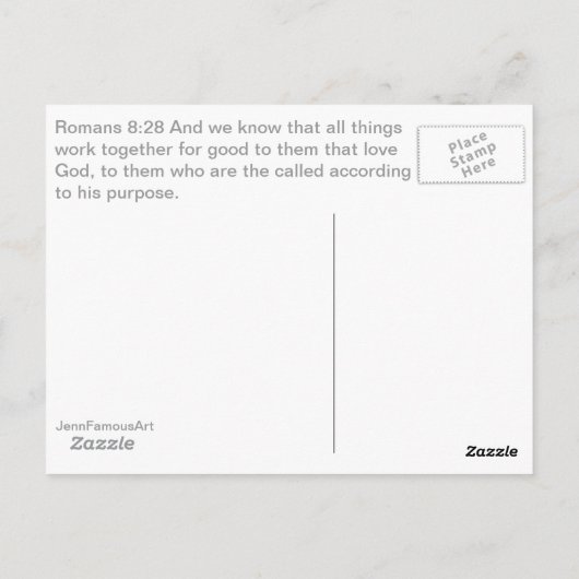 Overweeg de Kunst Romans 8:28 van de Schrift van d Briefkaart (Achterkant)