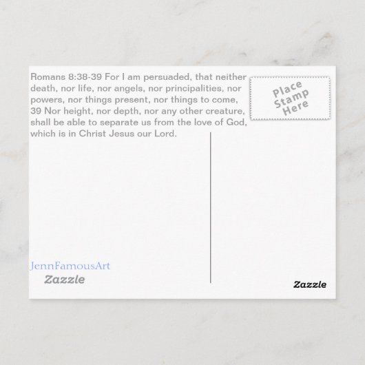 Overweeg de Kunst Romans 8:38-39 van de Schrift va Briefkaart (Achterkant)