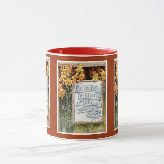 Overweeg de Lilies van het Gebied hoe zij groeien Mok (Midden)