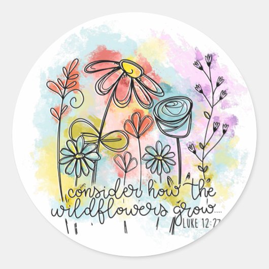 Overweeg hoe de wilde bloemen groeien ronde sticker (Voorkant)