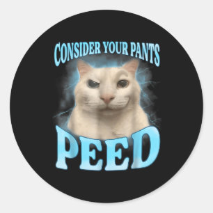 Overweeg je broek plassen grappige freak kat meme ronde sticker