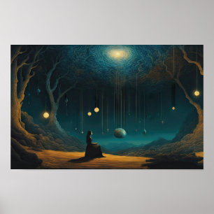 Overweegt een surrealistisch sterrenstelsel van po poster