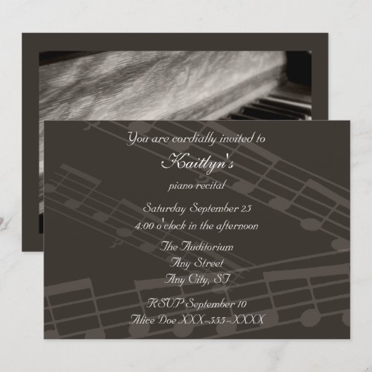 overweging over de muziek van Piano Kaart (Voorkant / Achterkant)