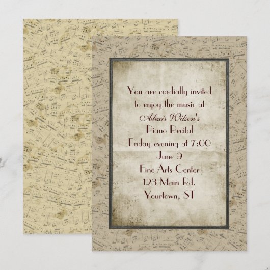  overweging Piano Kaart (Voorkant / Achterkant)