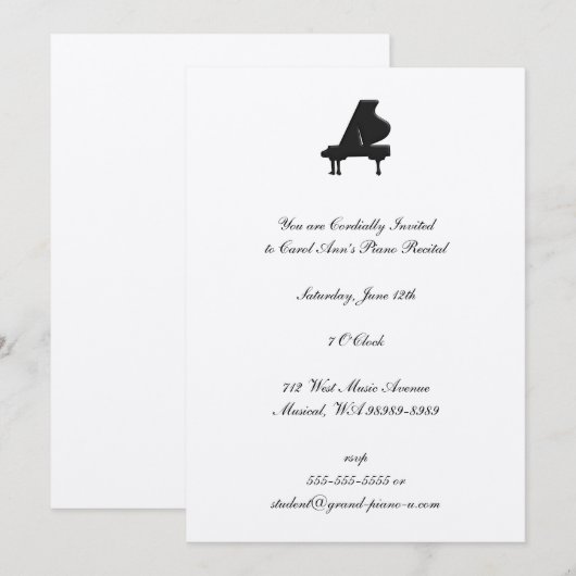 Overweging Piano Kaart (Voorkant / Achterkant)