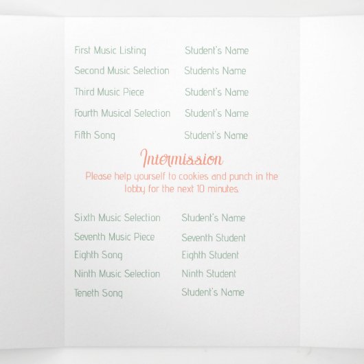 Overweging van Brown Baby Grand Piano Drieluik Programma (Binnenkant midden)