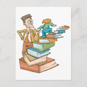 Overweldigd leraar briefkaart