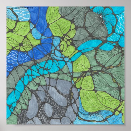 Overweldigde doodle print 8x8in. (Voorkant)