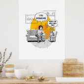 Overweldigde Introvert Kat Humor Herkenbaar Meme Poster (Keuken)