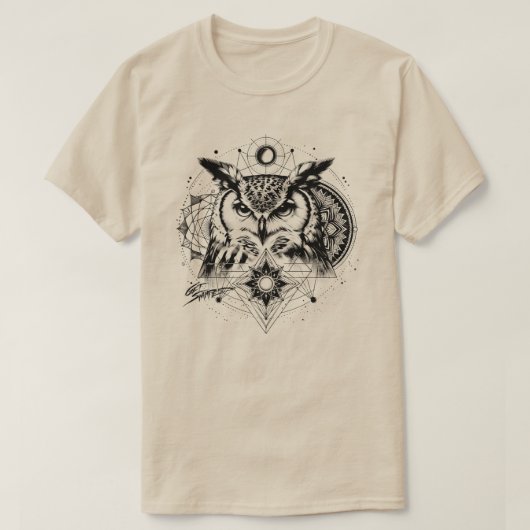 Overweldigde Uil Heilige Geometrie T-shirt (Design voorkant)