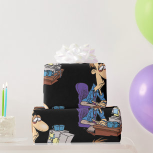 Overwerkte kantoormedewerker grappige vermoeide we cadeaupapier
