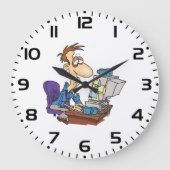 Overwerkte kantoormedewerker grappige vermoeide we grote klok (Voorkant)