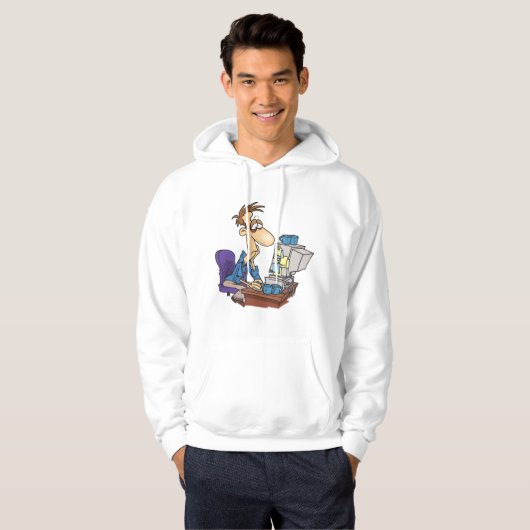 Overwerkte kantoormedewerker grappige vermoeide we hoodie (Voorkant volledig)