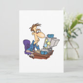 Overwerkte kantoormedewerker grappige vermoeide we kaart (Staand voorkant)