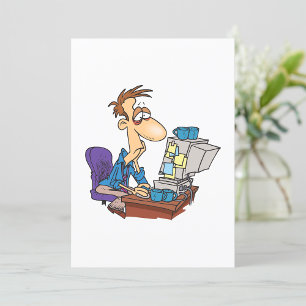 Overwerkte kantoormedewerker grappige vermoeide we kaart