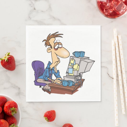 Overwerkte kantoormedewerker grappige vermoeide we servet (Insitu)