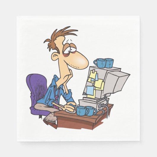 Overwerkte kantoormedewerker grappige vermoeide we servet (Voorkant)