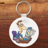 Overwerkte kantoormedewerker grappige vermoeide we sleutelhanger (Voorkant)