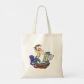 Overwerkte kantoormedewerker grappige vermoeide we tote bag (Achterkant)