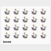 Overwerkte kantoormedewerker grappige vermoeide we vierkante sticker (Vel)