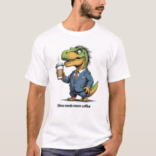 Overwerkte T-Rex met Koffie T-shirt