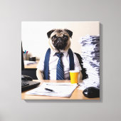 Overwhelmed Office Pug Canvas Afdruk (Voorkant)