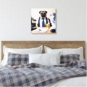 Overwhelmed Office Pug Canvas Afdruk (Insitu (Slaapkamer))