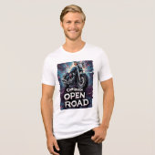 🔥 Overwin de Open Weg Biker Art Stijl Tri-Blend Shirt (Voorkant volledig)