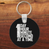 Overwin verslaving één dag uur seconde per minuut sleutelhanger (Achterkant)