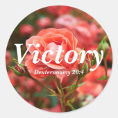 Overwinning Deuteronomium 20:4 Verse Elegant Roze Ronde Sticker (Voorkant)