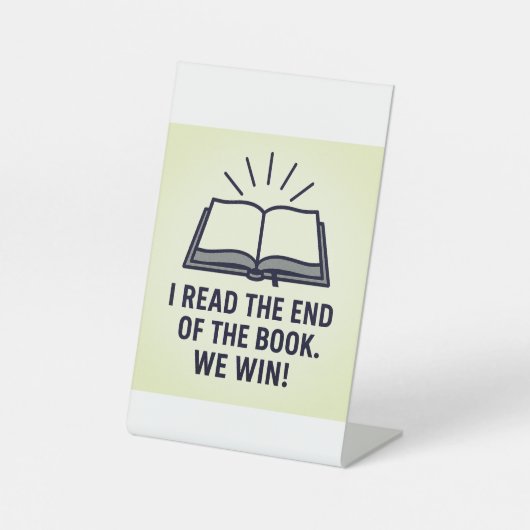 Overwinning in Christus Reclamebord Met Voetstuk (Voorkant)