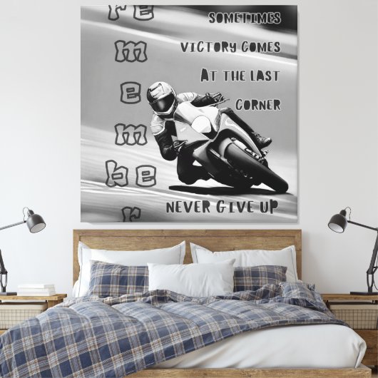 Overwinning in de laatste hoek Geef nooit op Mono Canvas Afdruk (Insitu (Slaapkamer))