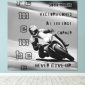 Overwinning in de laatste hoek Geef nooit op Mono Canvas Afdruk (Insitu (Houten vloer))