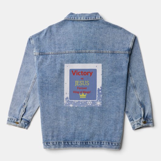 Overwinning in jezus denim jas denim jacket (Achterkant)