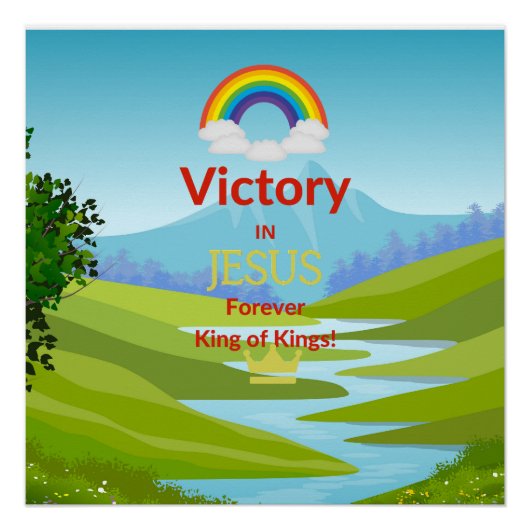 Overwinning in Jezus Regenboog Perfect Poster (Voorkant)