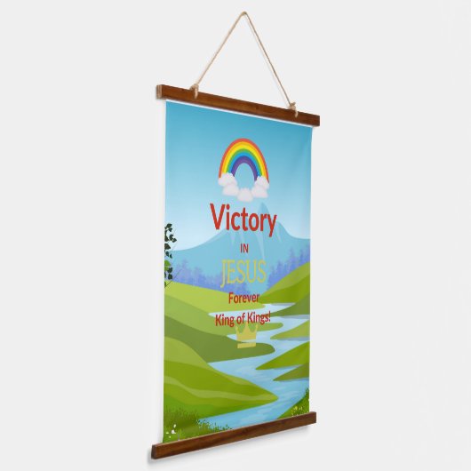 Overwinning in Jezus regenboog wandtapijt Hangend Wandkleed (Gebogen)