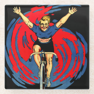 Overwinning in rood en blauw op  fietsenOnderzette Glazen Onderzetter
