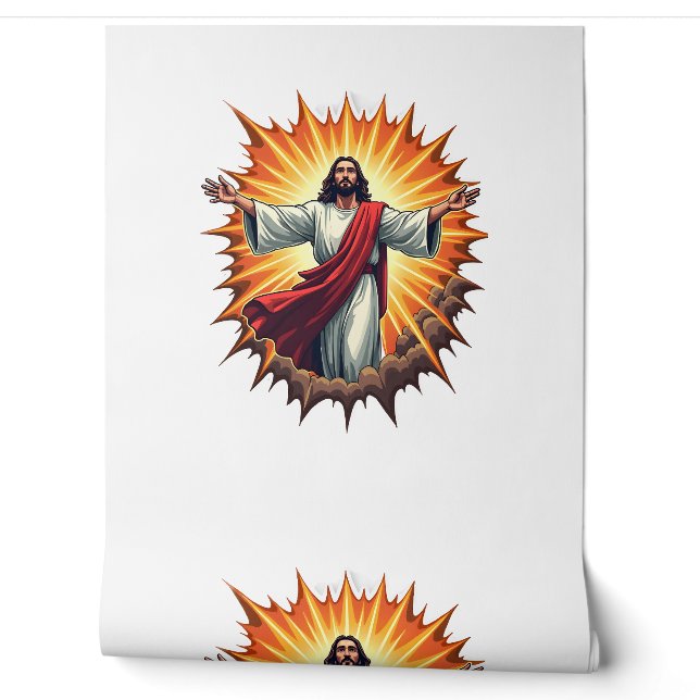 Overwinning Jezus Uitbarsting Vintage Gravure Shir Behang (Afrollen)