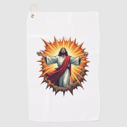 Overwinning Jezus Uitbarsting Vintage Gravure Shir Golfhanddoek (Voorkant)